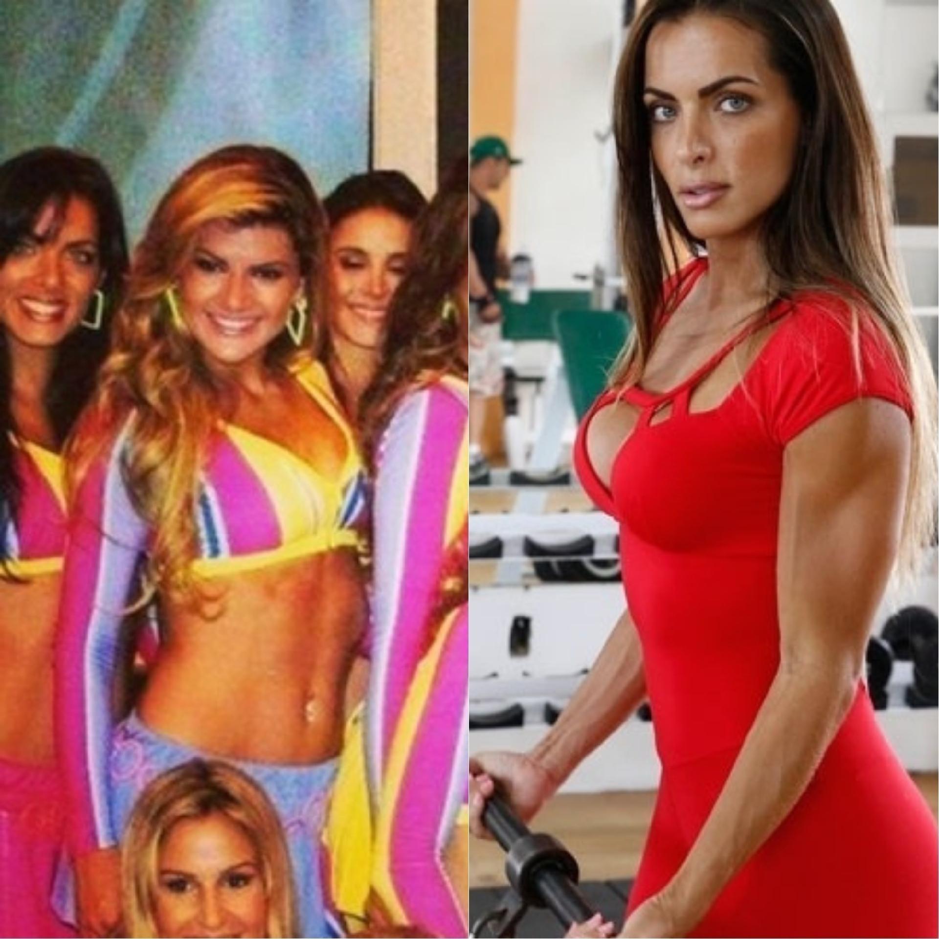 Durante "A Fazenda 8" em 2015, Carla Prata contou que não era bailarina quando entrou para o "Domingão do Faustão", mas como levava jeito para a dança, a beleza foi mesmo o seu cartão de visita. Ficou 4 anos - 2007 a 2011 - fez alguns trabalhos como modelo e até tentou alguns papeis em novela, conseguiu uma vaga no reality show da Record, onde retorna agora na segunda temporada "Dancing Brasil" - Reprodução TV Globo/Montagem UOL