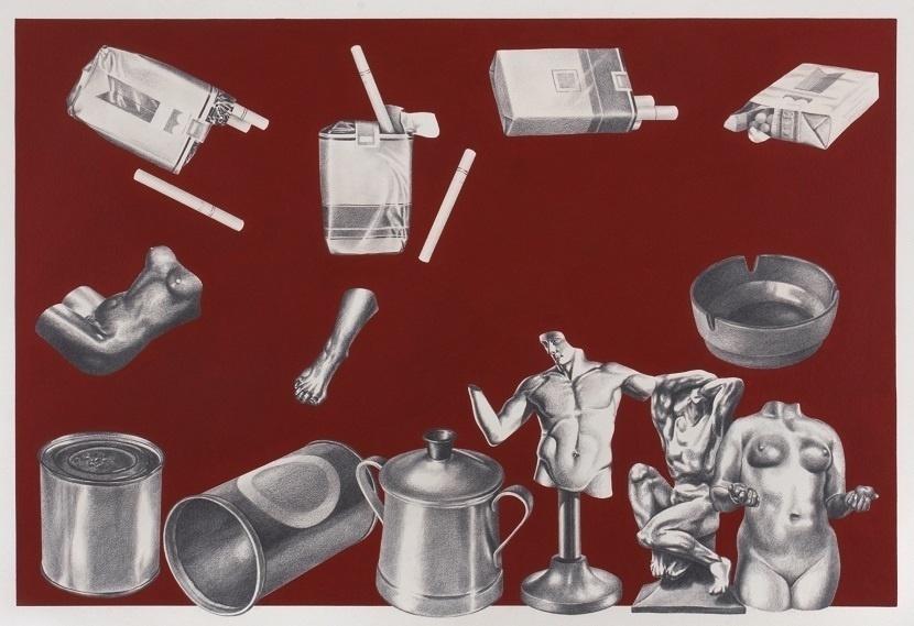 Obra sem título de Mário Röhnelt de grafite e tinta acrílica sobre papel - Cortesia/Divulgação