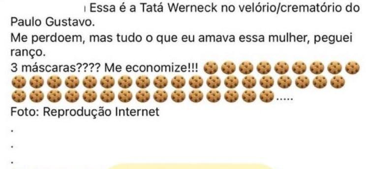 Internauta critica Tatá Werneck em velório de Paulo Gustavo - Reprodução/Instagram - Reprodução/Instagram