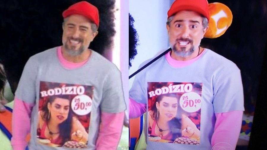 BBB 22: Marcos Mion usa camiseta com foto de Naiara - Reprodução/ Globo