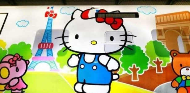 Detalhe da decoração exterior do trem da Hello Kitty em Taiwan - Divulgação/Taroko Express - Divulgação/Taroko Express