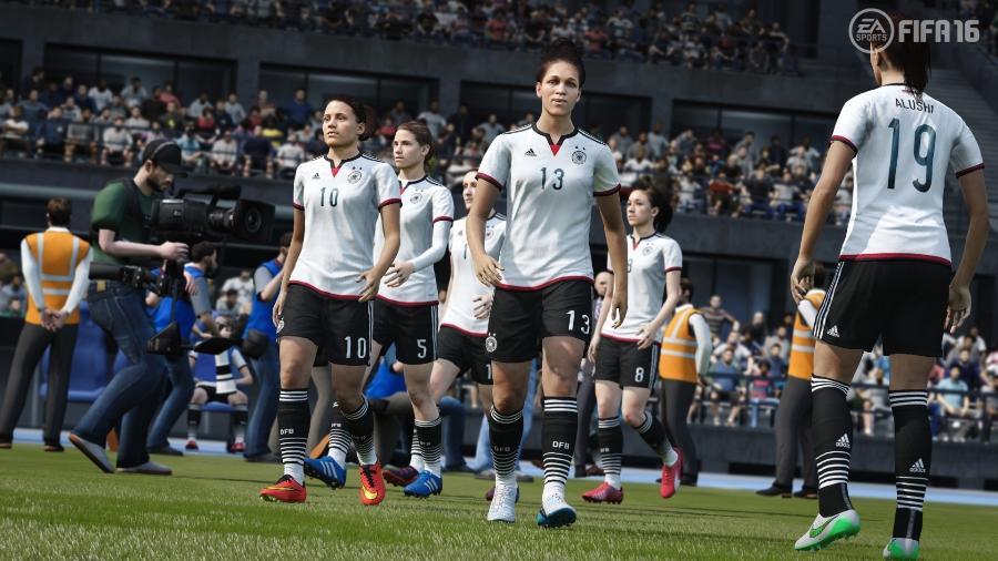 Seleção feminina alemã vista em "FIFA 16" - Reprodução
