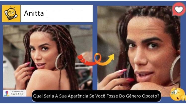 Anitta se fosse homem, segundo brincadeira no Facebook - Reprodução - Reprodução