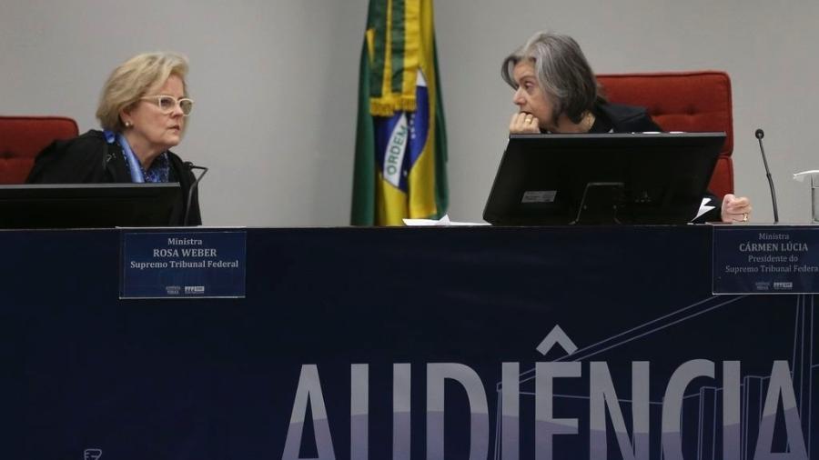 As ministras do STF Cármen Lúcia e Rosa Weber durante audiência sobre ação movida pelo PSOL - José Cruz/Agência Brasil 