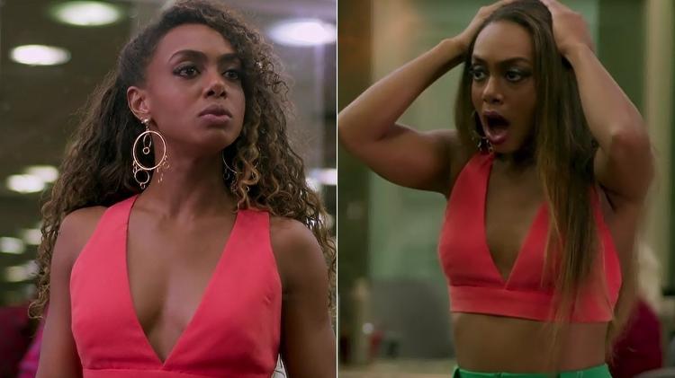 Dandara (Dandara Mariana) se desespera após ter cabelo alisado em "Verão 90" - Reprodução/TV Globo - Reprodução/TV Globo