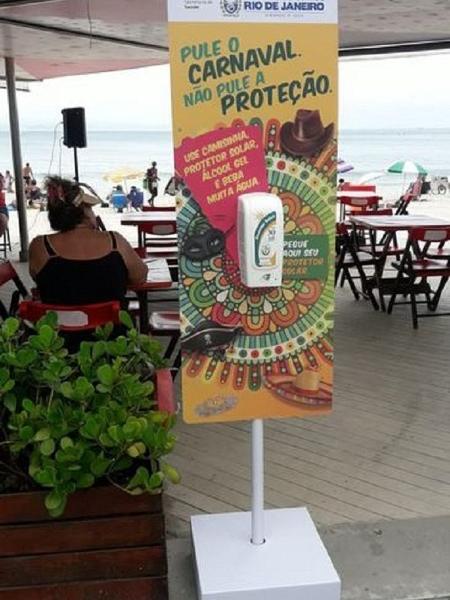 Secretaria de Saúde do Estado do Rio de Janeiro distribui álcool em gel, protetor solar e camisinhas durante o Carnaval - Divulgação/Secretaria de Estado de Saúde do Rio de Janeiro
