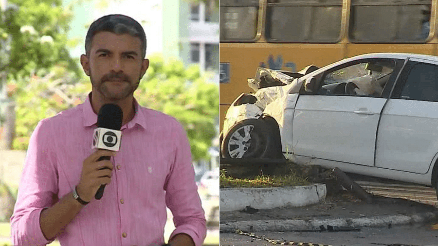O repórter da TV Sergipe Anderson Barbosa sofre acidente de carro - Divulgação
