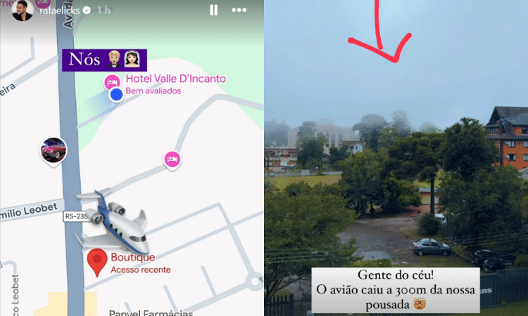  Ex-BBB Rafael Licks contou que avião caiu a 300 metros de pousada que está com a esposa