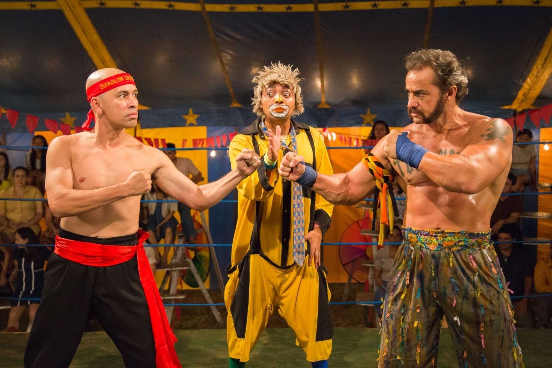 Edmilson Filho, Tirulipa e Fábio Goulart em um dos combater de "O Shaolin do Sertão" - Divulgação