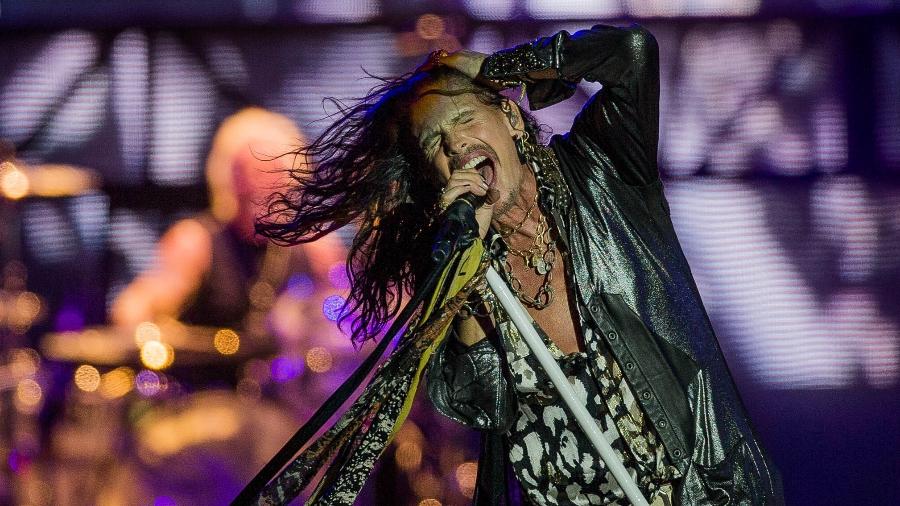 O cantor do Aerosmith Steven Tyler durante show no Rock In Rio - Eduardo Anizelli/Folhapress