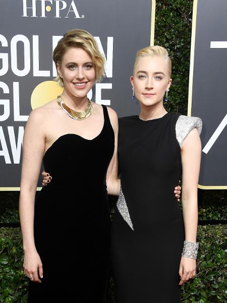 A diretora Greta Grewig e a atriz Saoirse Ronan também vestiram preto para protestar contra os assédios já no Globo de Ouro, em janeiro - Getty Images