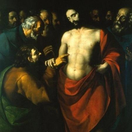 No quadro 'A Incredulidade de São Tomé' (sem data), de López de Arteaga, a bata vermelha usada por Cristo salta aos olhos - Wikimedia - Wikimedia