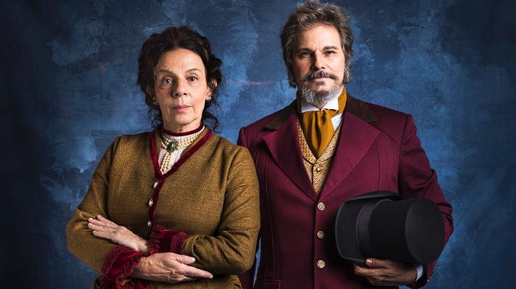 Edson Celulari e Rosi Campos como Dom Sabino e Dona Agustina, marido e mulher em "O Tempo Não Para" - João Miguel Júnior/TV Globo - João Miguel Júnior/TV Globo