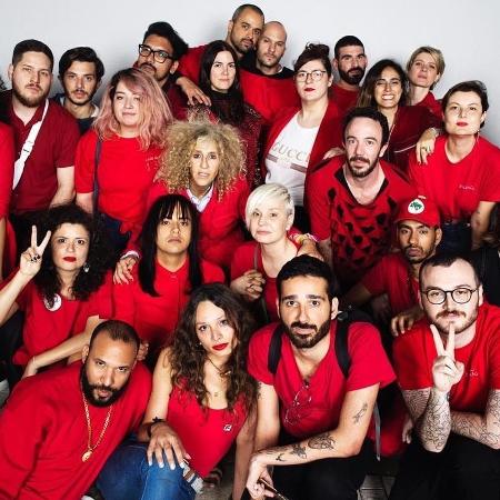 Jornalistas protestam contra Jair Bolsonaro na SPFW - Gustavo Zylbersztajn/Reprodução/Instagram - Gustavo Zylbersztajn/Reprodução/Instagram