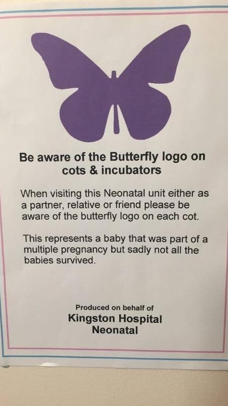 Símbolo em hospital avisa que bebê era parte de uma gestação múltipla em que nem todos sobreviveram - Reprodução/arquivo pessoal