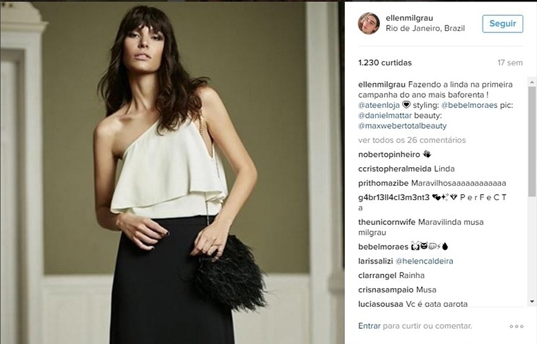 No começo de 2016, Ellen posou para uma campanha da A Teen - Reprodução/Instagram/ellenmilgrau