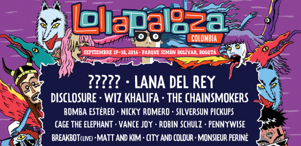 Cartaz da programação do primeiro Lollapalooza Colômbia, que foi cancelado - Reprodução