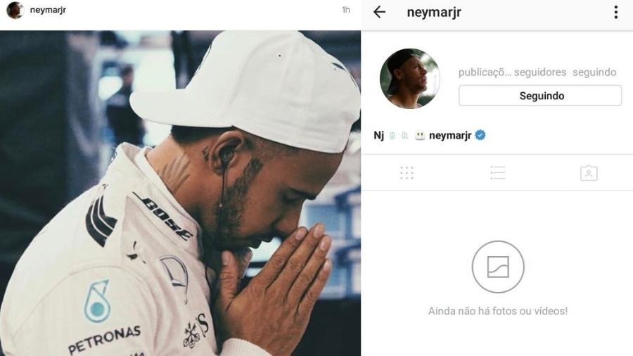 Montagem com a publicação mais recente de Neymar no Instagram e o perfil desativado - Montagem/Reprodução/Instagram/neymarjr
