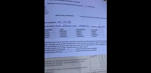 Documento médico mostra data de início do tratamento - Reprodução/Instagram - Reprodução/Instagram