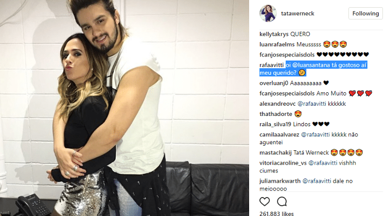 Rafael Vitti manda recado em foto de Tatá Werneck e Luan Santana - Reprodução/Instagram - Reprodução/Instagram