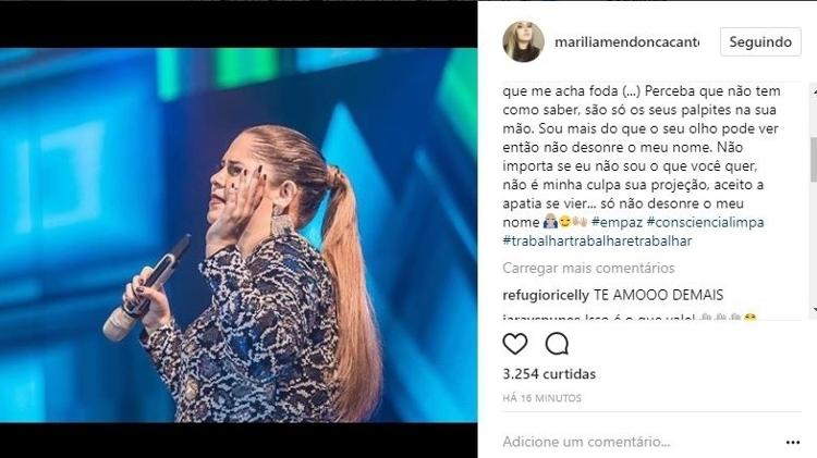Marília Mendonça posta música de Pitty após polêmica com crush - Reprodução Instagram - Reprodução Instagram