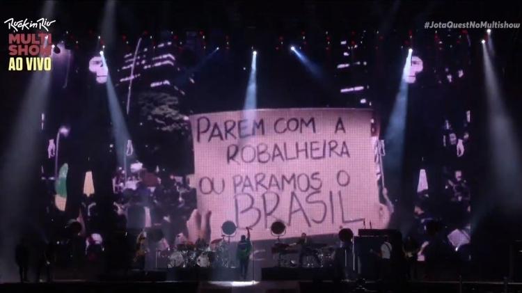 Jota Quest protesta contra corrupção no Palco Mundo do Rock in Rio 2017 - Reprodução/Multishow - Reprodução/Multishow