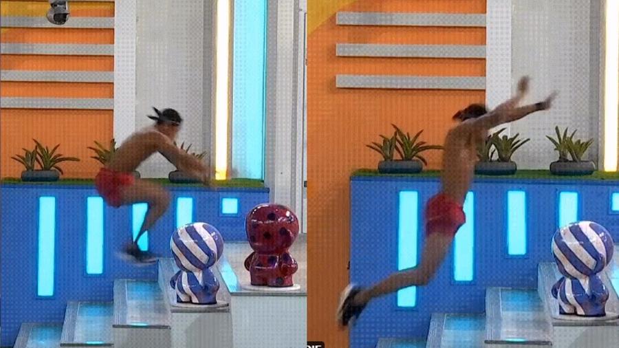 BBB 22: Paulo André impressiona com salto na área externa - Reprodução/Globoplay