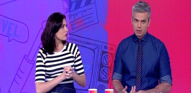 Otaviano Costa é corrigido por Monica Iozzi ao confundir Maitê Proença com Bruna Lombardi - Reprodução/TV Globo