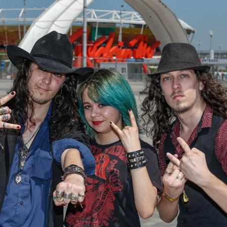 Joseph Rosner, Dee Rodrigues e Johann Rosner estão preparados para o primeiro dia de Rock in Rio - Marco Antonio Teixeira/ UOL - Marco Antonio Teixeira/ UOL