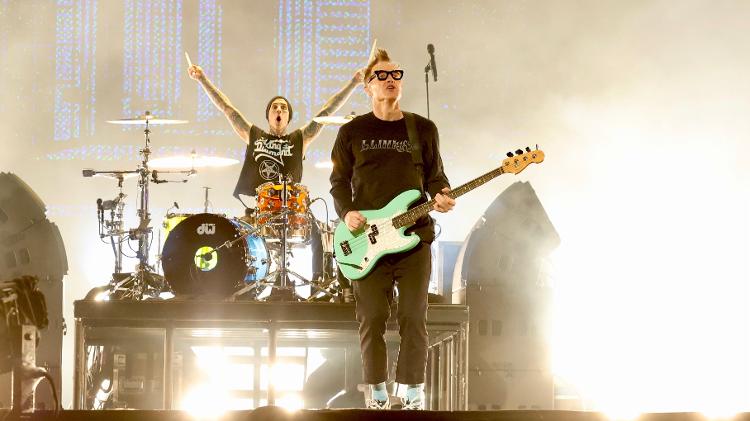 Travis Barker e Mark Hoppus, do Blink-182, no Lollapalooza Brasil 2024