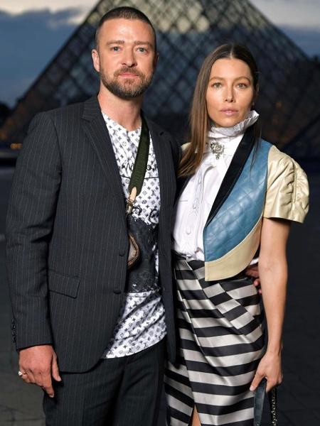 Justin Timberlake e Jessica Biel foram ao desfile da Louis Vitton na Semana de Moda de Paris - Reprodução/Instagram