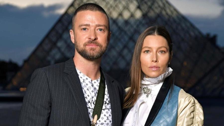 Justin Timberlake e Jessica Biel foram ao desfile da Louis Vitton na Semana de Moda de Paris - Reprodução/Instagram