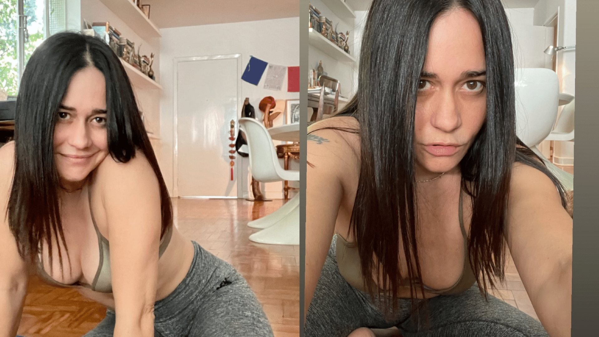 Alessandra Negrini compartilhou fotos do treino usando somente biquíni - Reprodução/Instagram