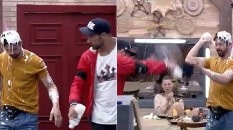 A Fazenda 2021: Rico Melquiades leva banho de leite de Victor - Reprodução/Playplus - Reprodução/Playplus