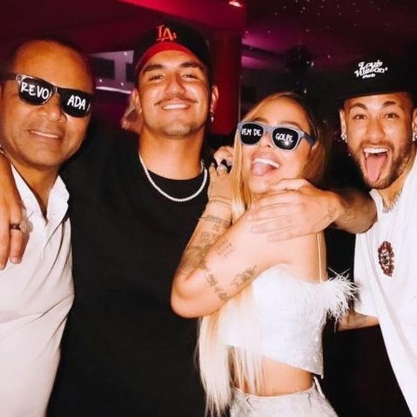 Neymar Pai, Gabriel Medina, Rafaella Santos e Neymar Jr. em festa de aniversário de Rafaella