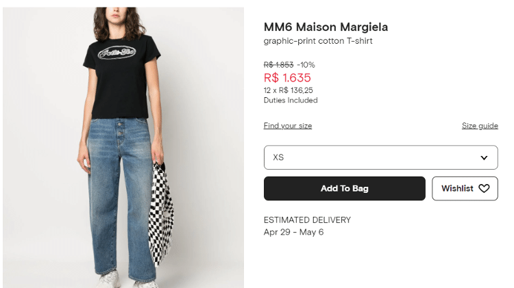 Camiseta da Maison Margiela que Bruna Marquezine foi fotografada vestindo