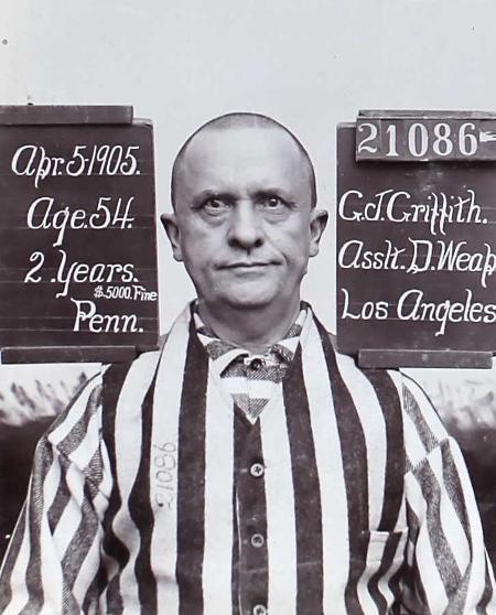 O registro da ficha criminal de Griffith J. Griffith, o ex-dono do Griffith Park