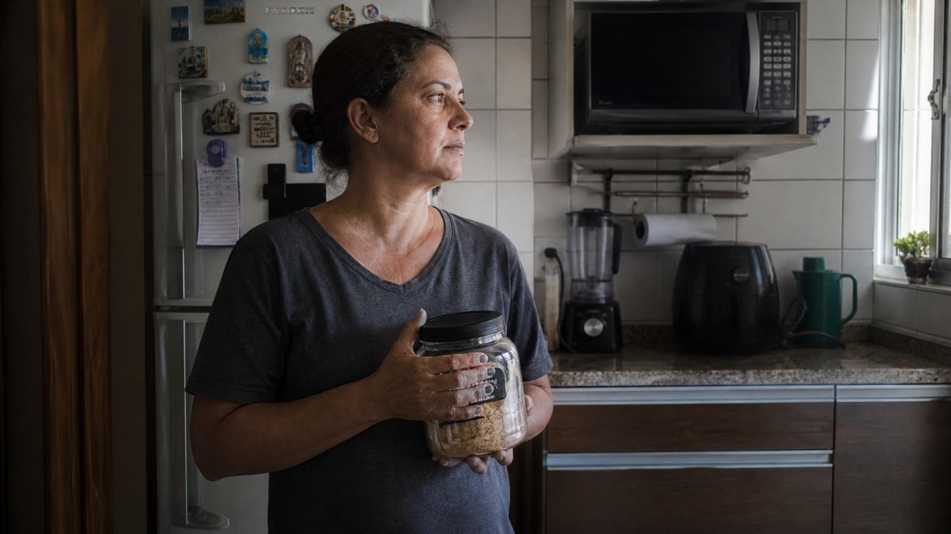 Mulher com névoa mental na menopausa, memória, perda de memória, cabeça, infelicidade - undefined