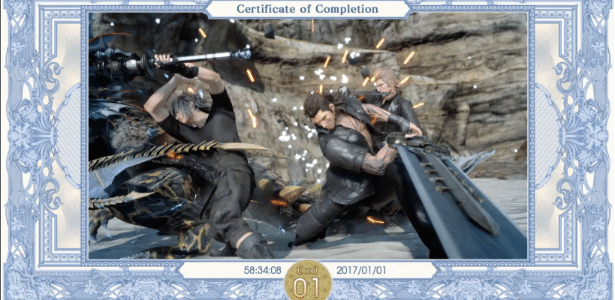 Certificado após os créditos comprova: jogador não subiu de nível uma vez sequer durante o game - Reprodução