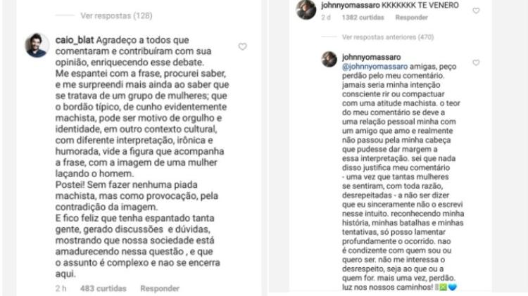 Caio Blat e Johnny Massaro se desculpam - Reprodução/Instagram - Reprodução/Instagram