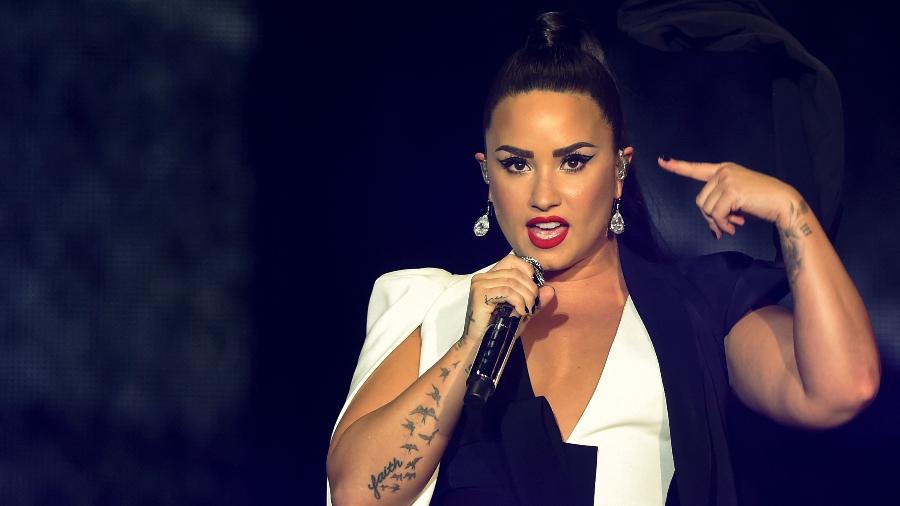Demi Lovato durante seu show no Rock in Rio Lisboa, em junho - Miguel Riopa/AFP