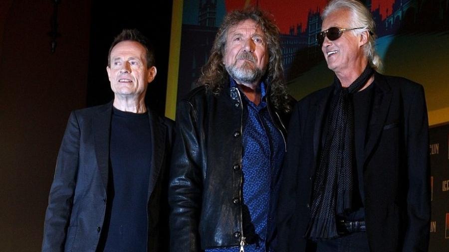John Paul Jones, Robert Plant e Jimmy Page, integrantes remanescentes do Led Zeppelin - Danny Martindale/Getty Images