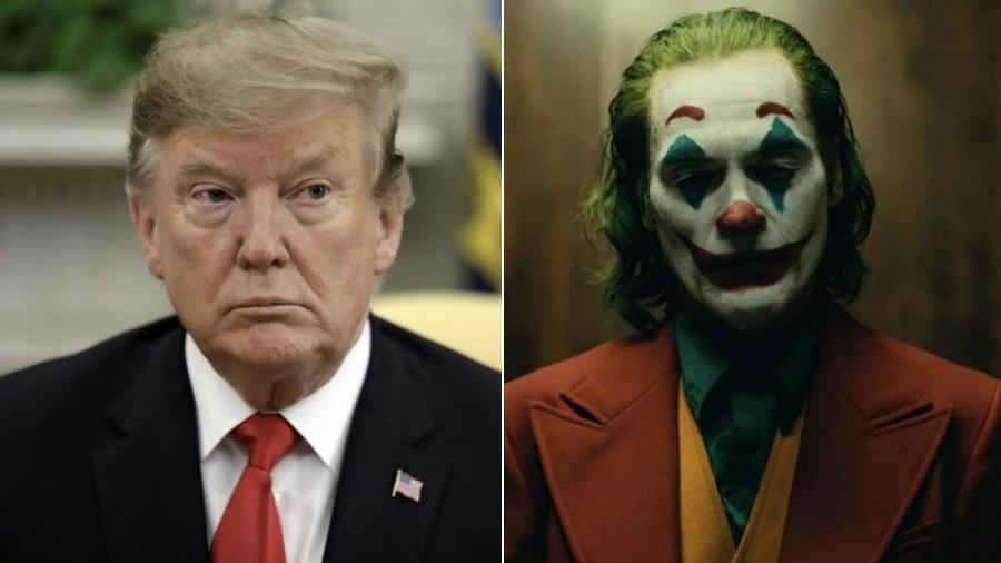 Donald Trump, presidente dos Estados Unidos, e Coringa, personagem interpretado por Joaquin Phoenix - Montagem/Reprodução