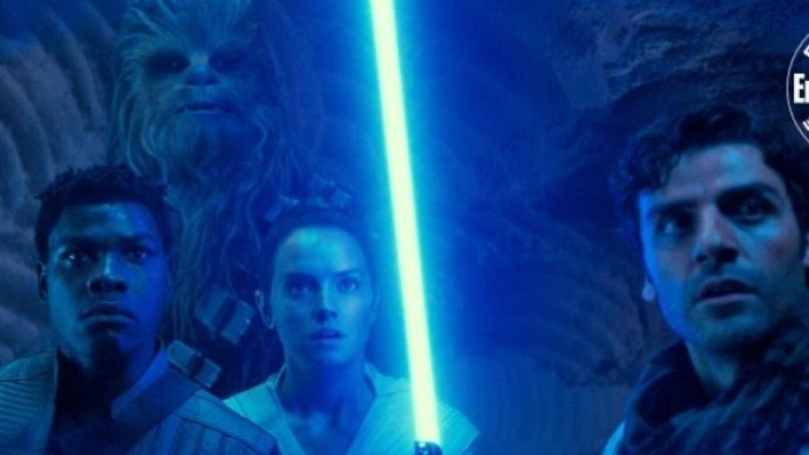 Finn (John Boyega), Chewbacca (Joonas Suotamo), Rey (Daisy Ridley) e Poe (Oscar Isaac) em cena de Star Wars: A Ascensão Skywalker - Divulgação/EW