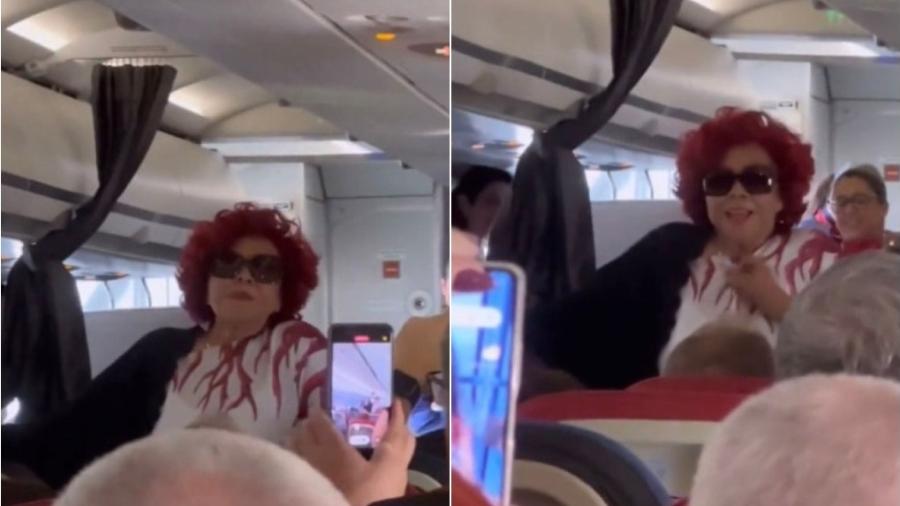 Alcione canta em avião que seguia de São Paulo para o Rio de Janeiro  - Reprodução/Twitter