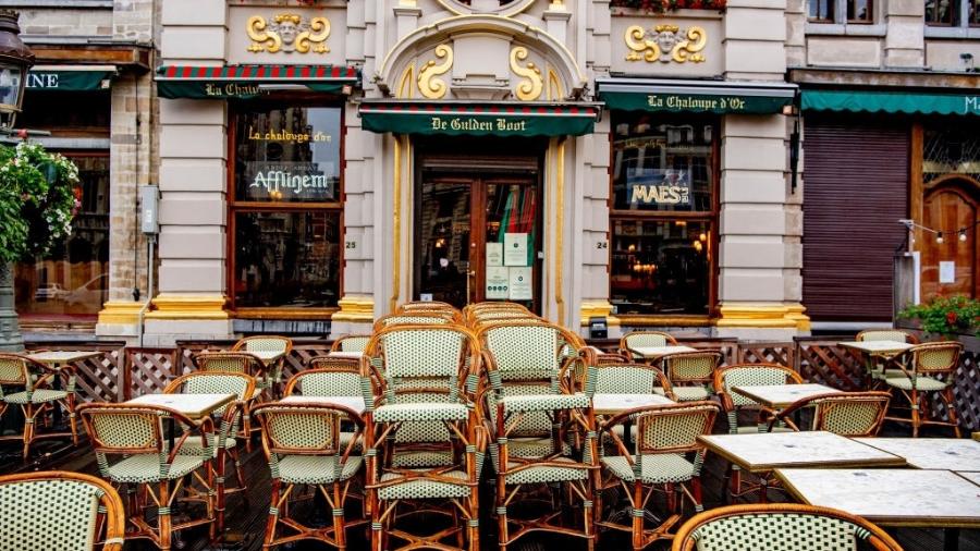 Bar fechado em Bruxelas, capital da Bélgica - SOPA Images/LightRocket via Gett