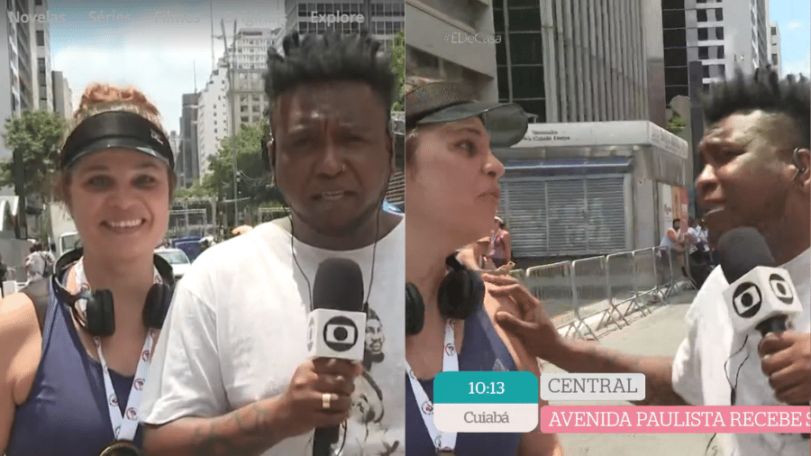 Isabel Teixeira surpreendeu repórter do "É de Casa", mas foi expulsa por ele de transmissão - Reprodução/Globoplay