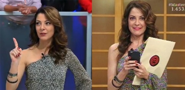 Ana Paula usa a mesma roupa no ao vivo e na gravação, mas muda cabelo e batom