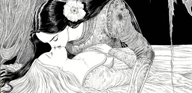 Em "A Bela e a Adormecida", Aurora acorda com um beijo de Branca de Neve - Chris Riddell