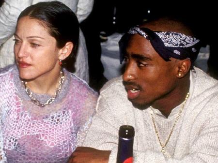 Madonna e o rapper Tupac Shakur, na época em que namoravam - Getty Images